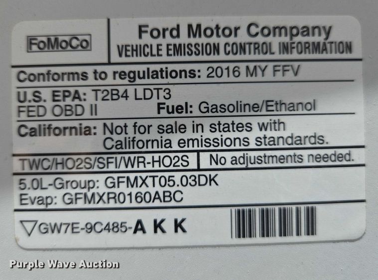 image for item EC3442 2016 Ford F150 SuperCrew pickup truck