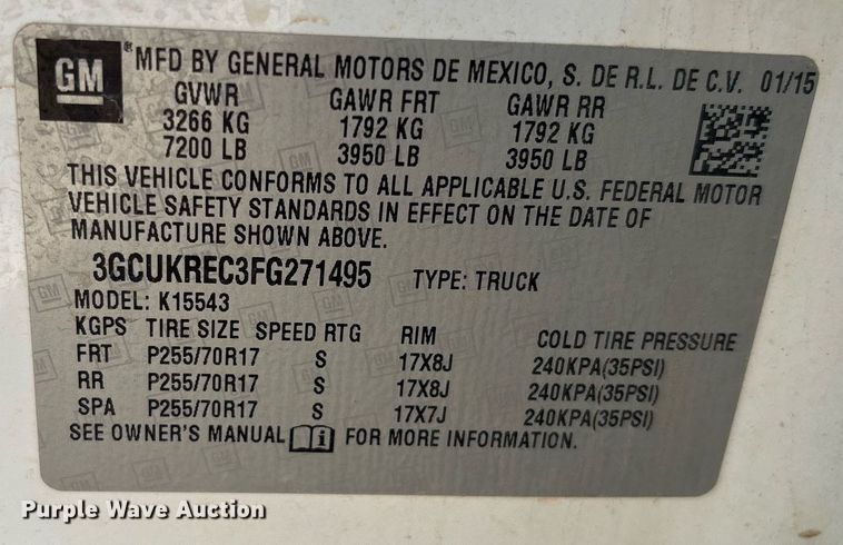 image for item EC3448 2015 Chevrolet Silverado 1500 LT Crew Cab pickup truck