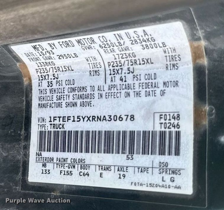 image for item ED4428 1994 Ford F150 pickup truck