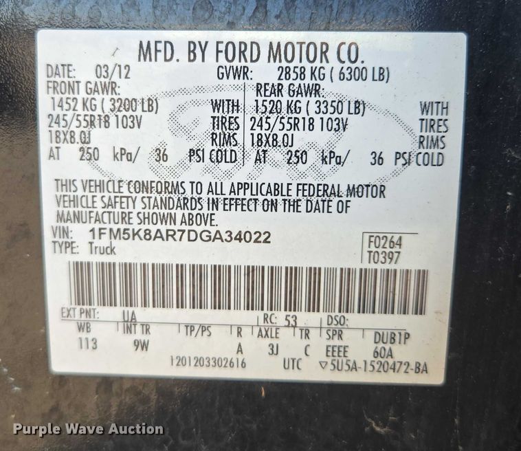 image for item EF1726 2013 Ford Explorer Police Interceptor SUV