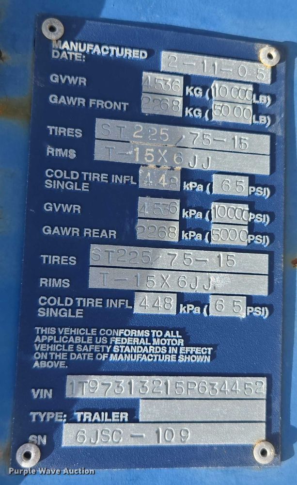 image for item EF1729 2005 Thompson pump trailer