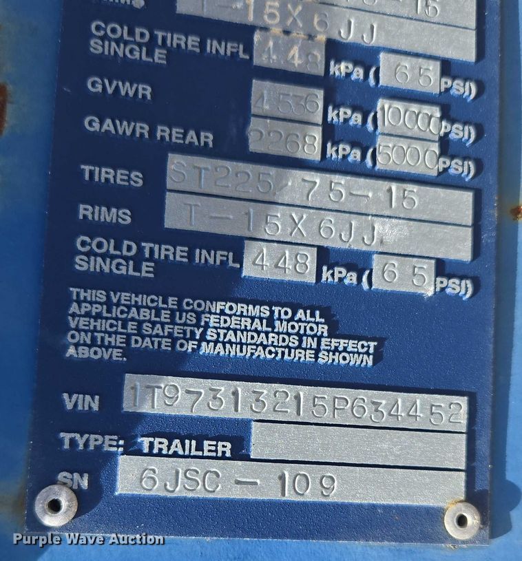 image for item EF1729 2005 Thompson pump trailer