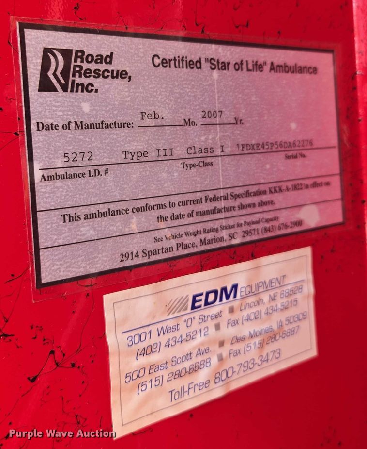 image for item EF1855 2006 Ford E450  ambulance