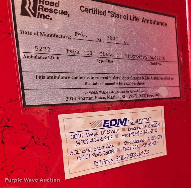 image for item EF1855 2006 Ford E450  ambulance