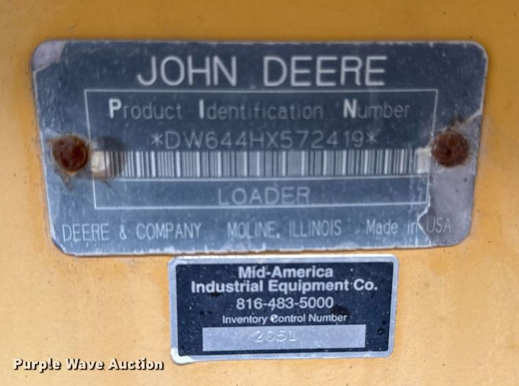 image for item EF1876 1999 John Deere 644H wheel loader