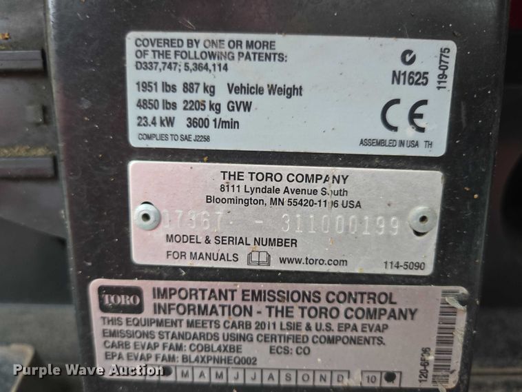 image for item EF1912 Toro Workman utility vehicle