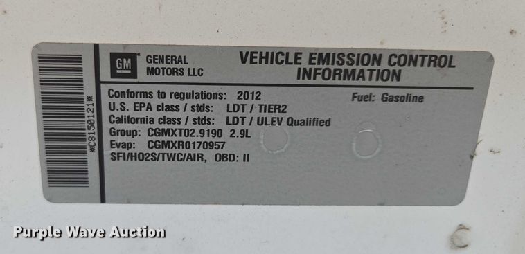 image for item EF1937 2012 Chevrolet Colorado pickup truck