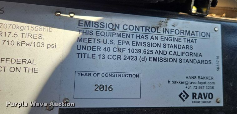 image for item EF1941 2016 Ravo 5 Series 540 street sweeper