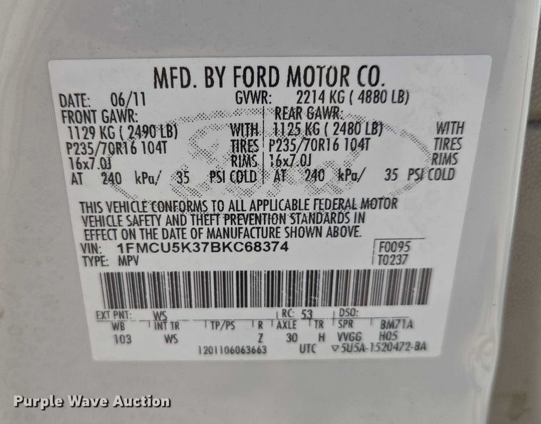 image for item EF1948 2011 Ford Escape Hybrid SUV