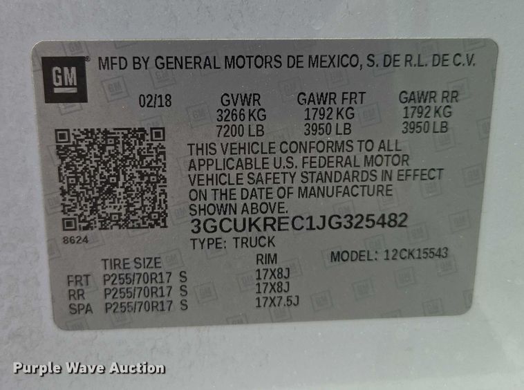 image for item EF1950 2018 Chevrolet Silverado 1500 Crew Cab pickup truck