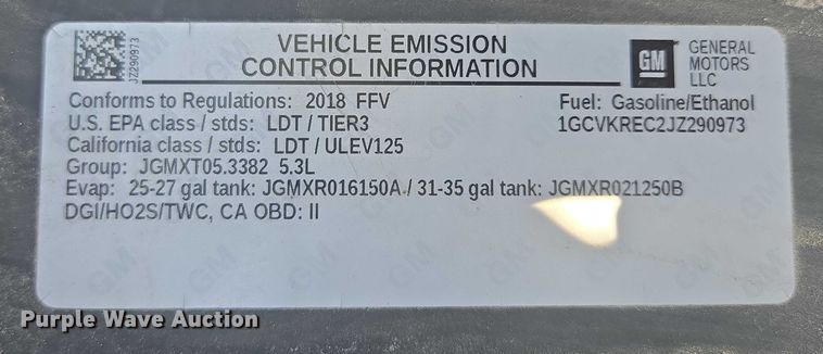 image for item EF1952 2018 Chevrolet Silverado 1500 Double Cab pickup truck