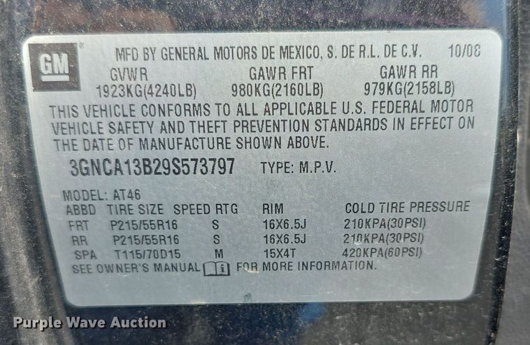 image for item EF3725 2009 Chevrolet HHR LS SUV