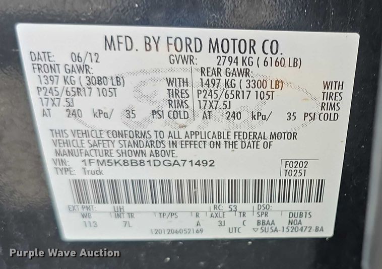 image for item EF3727 2013 Ford Explorer  SUV
