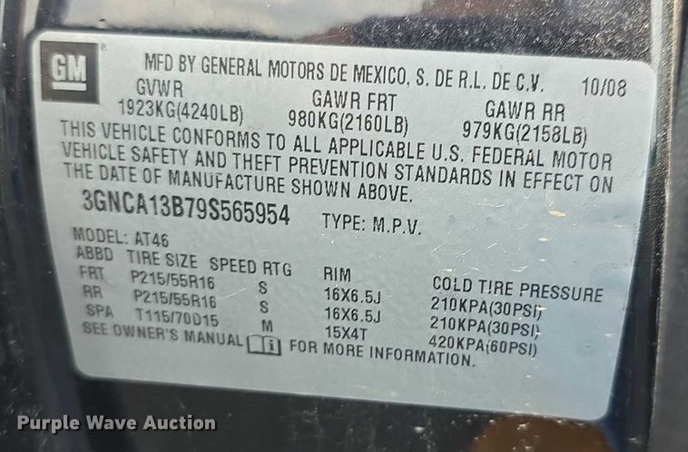 image for item EF3740 2009 Chevrolet HHR LS SUV