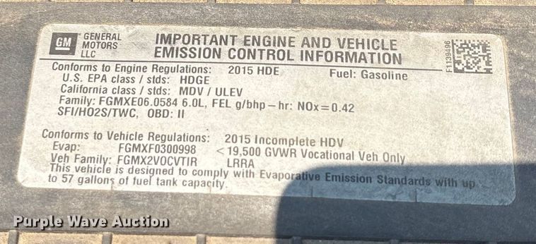 image for item EJ7637 2015 Chevrolet Express sewer inspection truck