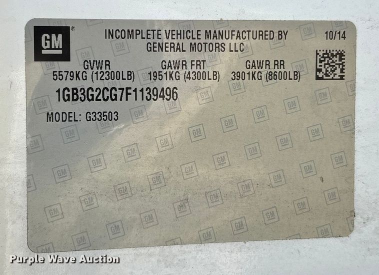 image for item EJ7637 2015 Chevrolet Express sewer inspection truck