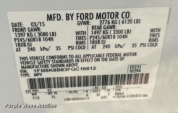 image for item EK8462 2015 Ford Explorer SUV