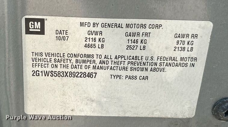 image for item EK8463 2008 Chevrolet Impala Police 