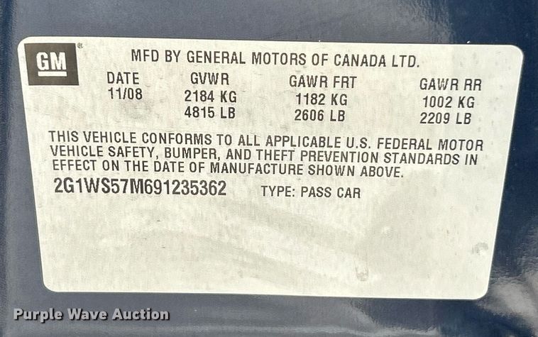 image for item EK8464 2009 Chevrolet Impala Police 