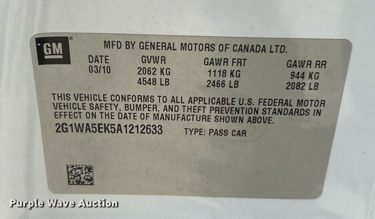 image for item EK8466 2010 Chevrolet Impala LS 