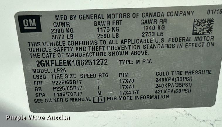 image for item EK8469 2016 Chevrolet Equinox SUV