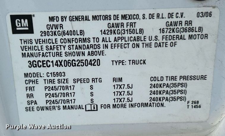 image for item EK8470 2006 Chevrolet Silverado 1500 pickup truck