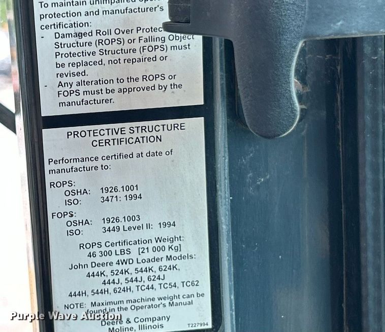 image for item EK8473 2009 John Deere 544K high lift wheel loader