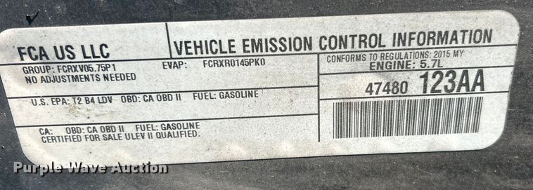 image for item EK8476 2015 Dodge Charger Police 