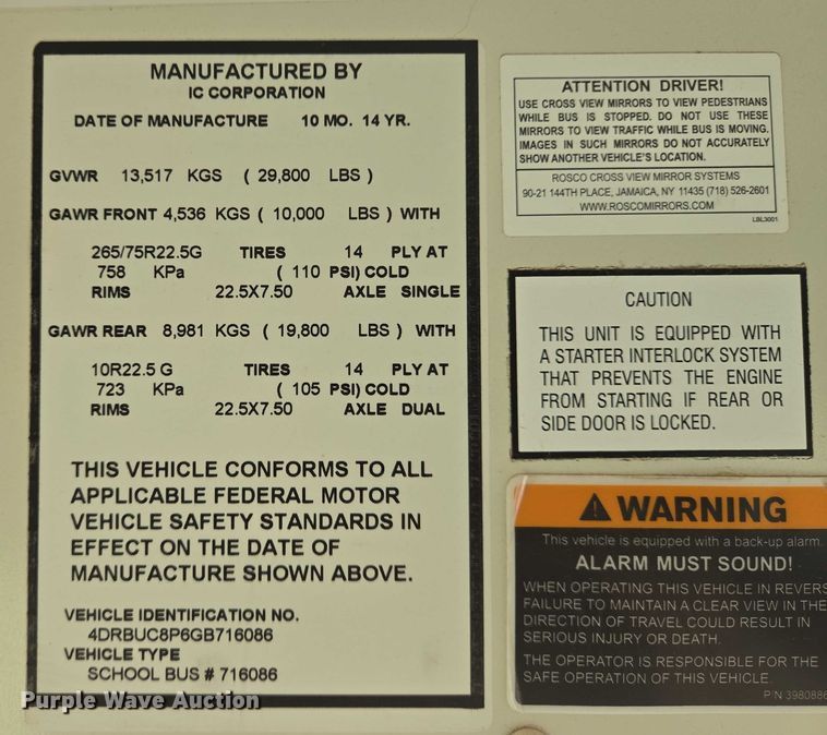 image for item EN8302 2016 IC CE school bus