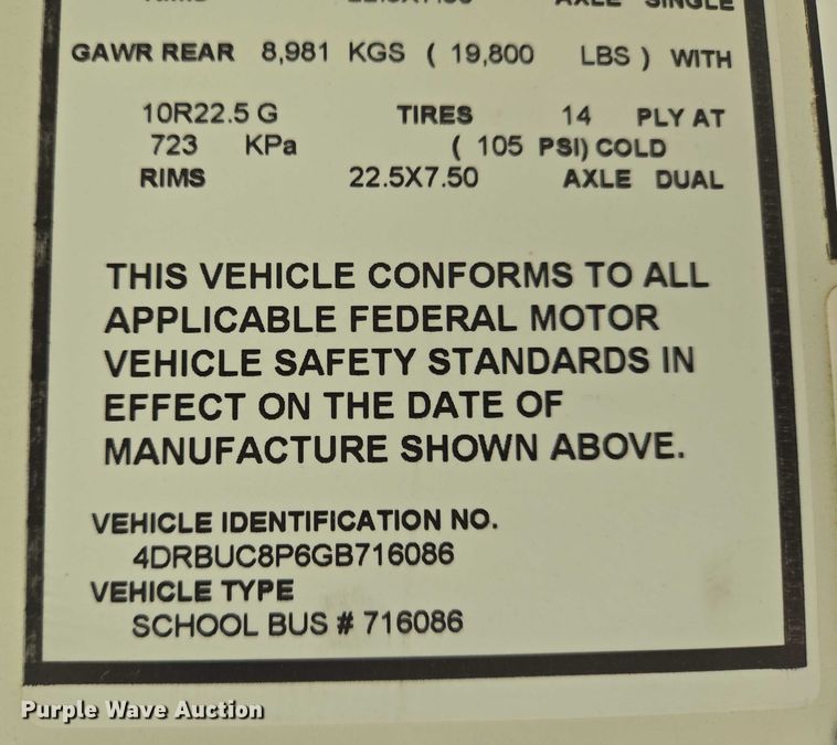 image for item EN8302 2016 IC CE school bus