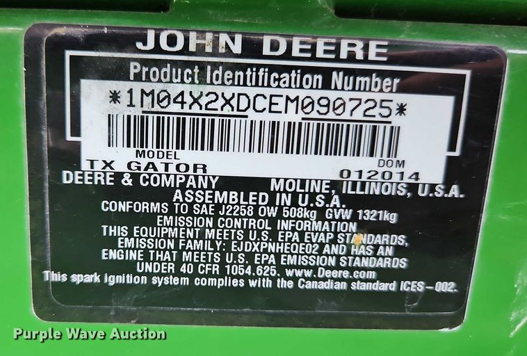 image for item EO4612 2014 John Deere Gator TX utility vehicle