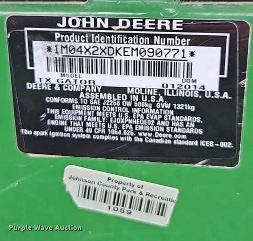 image for item EO4614 2014 John Deere Gator TX utility vehicle