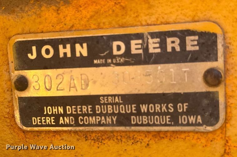 image for item ER2206 1978 John Deere 302A tractor