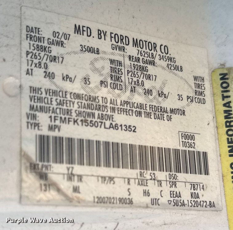 image for item ER2236 2007 Ford Expedition XLT SUV