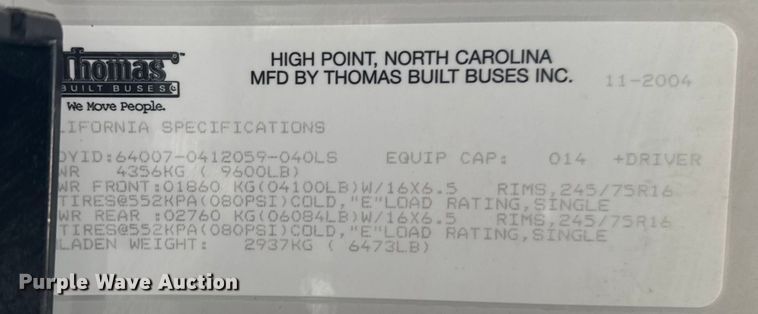 image for item ER2237 2005 Chevrolet Express G3500 school bus