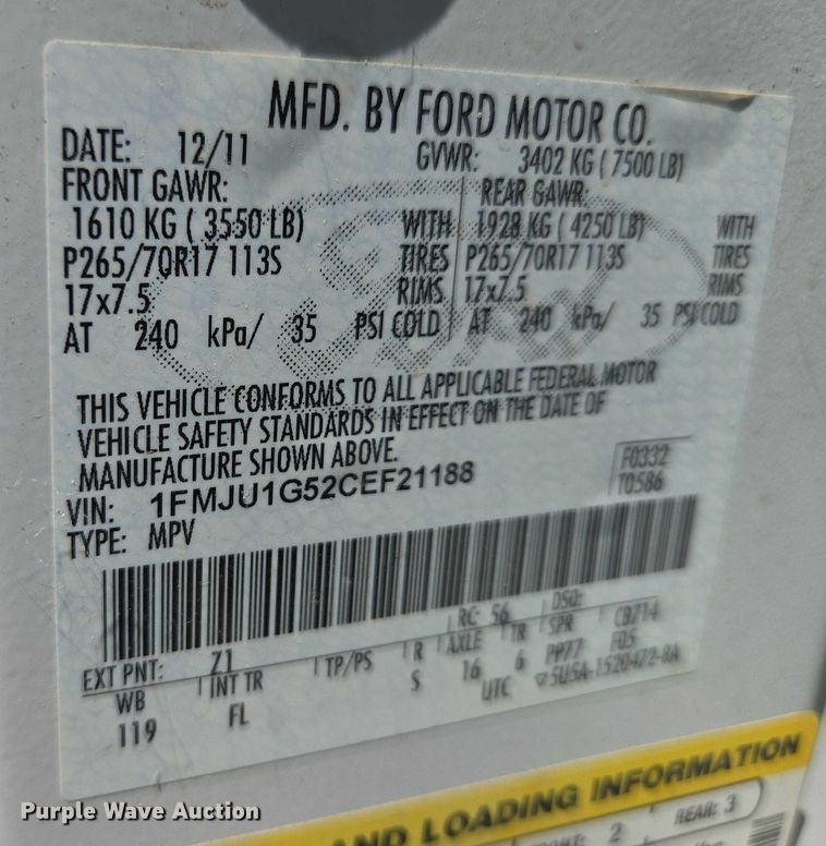 image for item ER5454 2012 Ford Expedition SUV