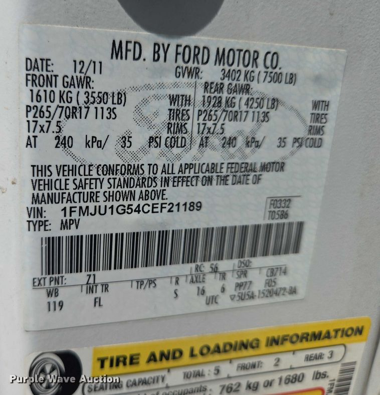 image for item ER5455 2012 Ford Expedition SUV