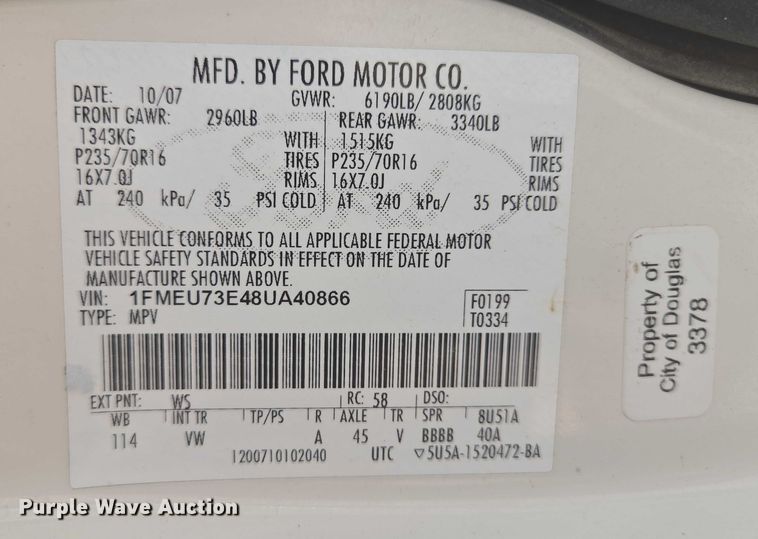 image for item ER5457 2008 Ford Explorer SUV