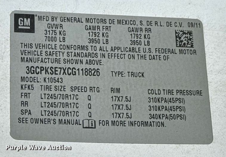 image for item EU2008 2012 Chevrolet Silverado 1500 Crew Cab pickup truck