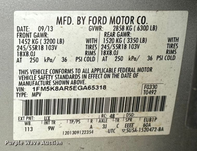 image for item EU2014 2014 Ford Explorer Police Interceptor SUV