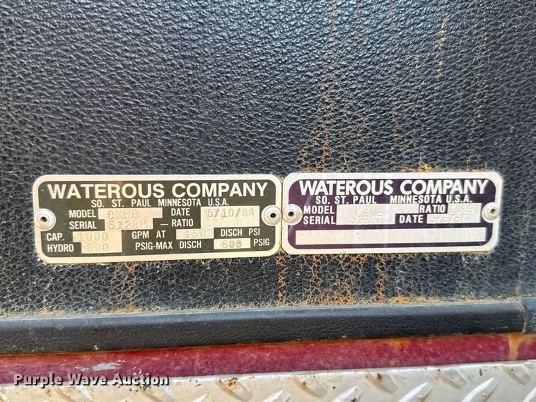 image for item EU2053 1985 Ford F827 pumper fire truck