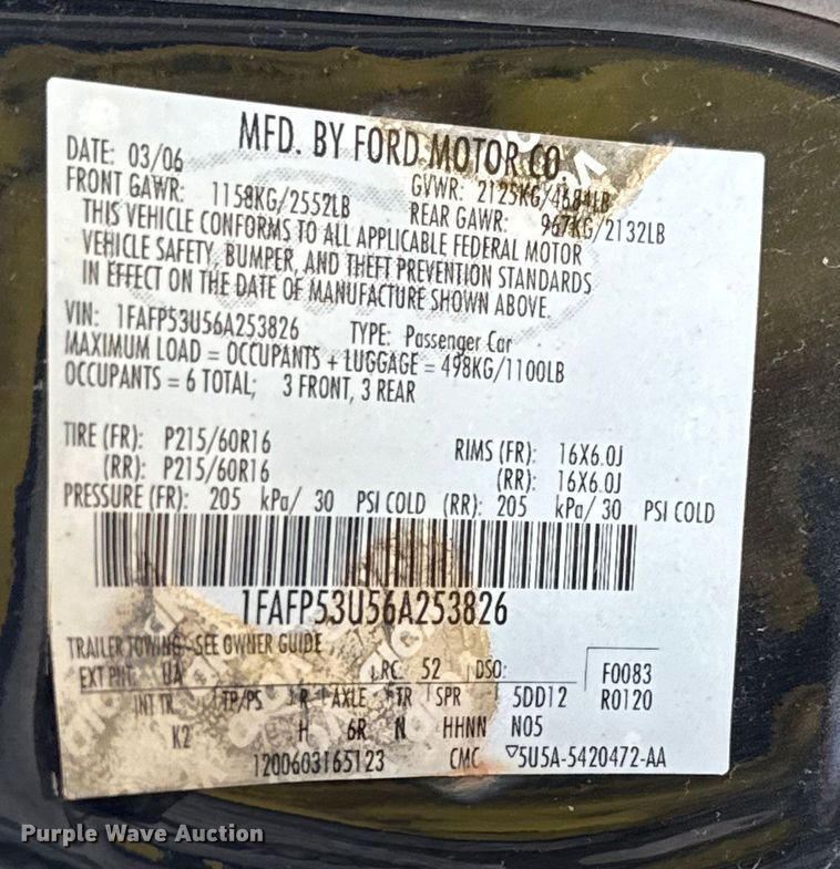 image for item EU2095 2006 Ford Taurus SE 