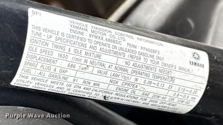 image for item EU2099 2009 YAMAHA 700 FI utility vehicle