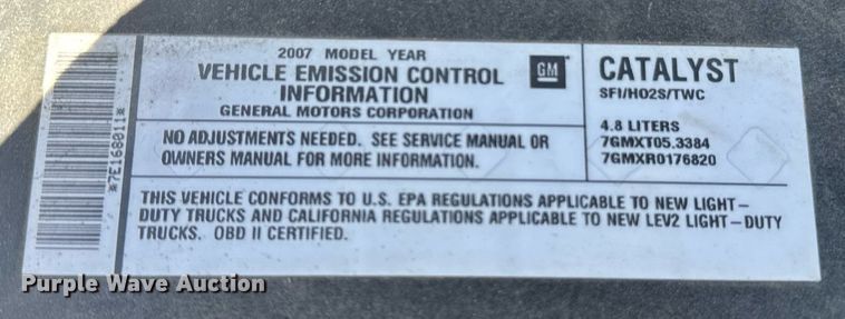 image for item FB9397 2007 Chevrolet Silverado 1500 Ext. Cab pickup truck