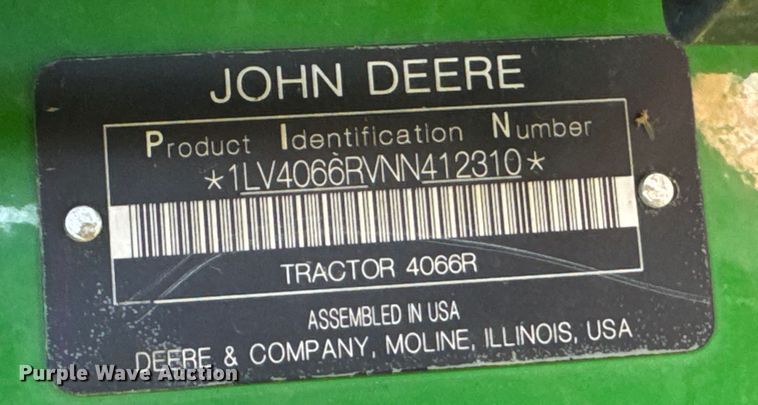 image for item DK0013 2022 John Deere 4066R tractor