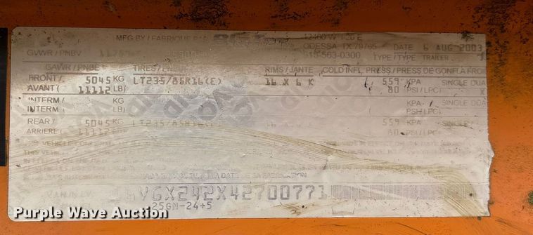 image for item DW7244 2004 Big Tex 25GN-24+5 equipment trailer