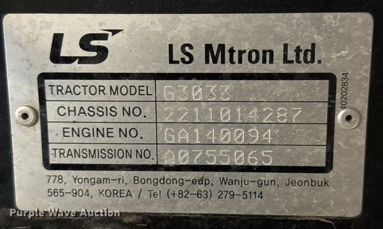 image for item DX5703 2014 LS G3033 MFWD tractor