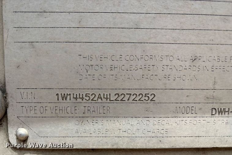 image for item DX8054 2020 Wilson DWH-650CB grain trailer