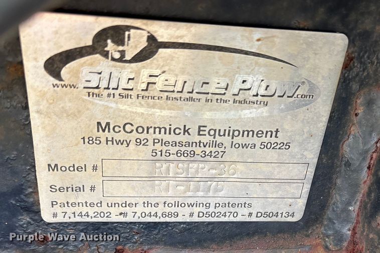 image for item DY0883 Silt Fence Plow RTSFP-36 silt fence plow