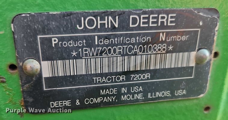 image for item EB8203 2013 John Deere 7200R MFWD tractor